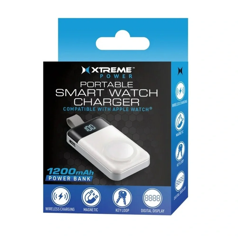 Xtreme Portable 1200mAh Wireless Apple Watch Charger Keychain Power Bank NWT